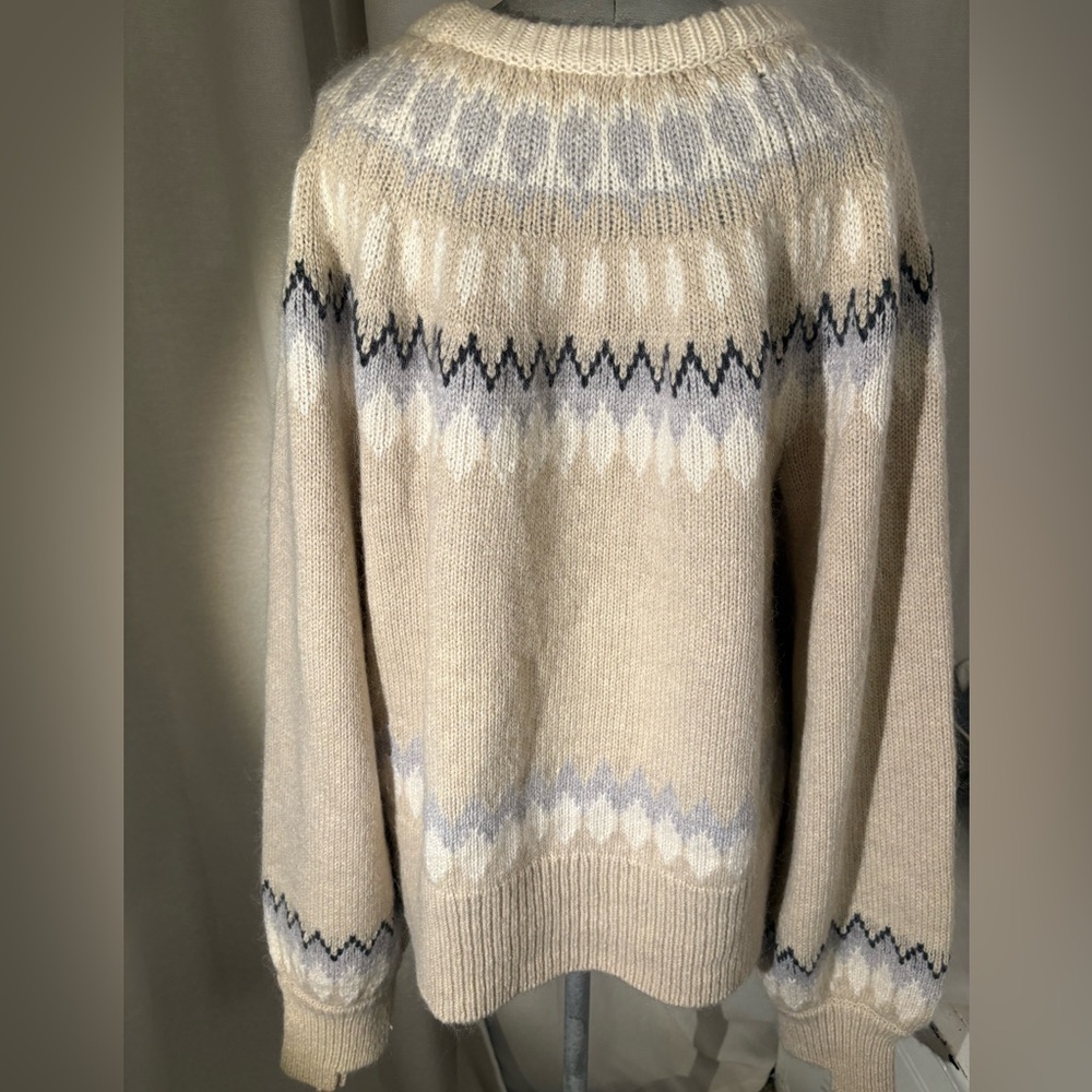 Women's Cream Patterned Sweater - Picture 10 of 12